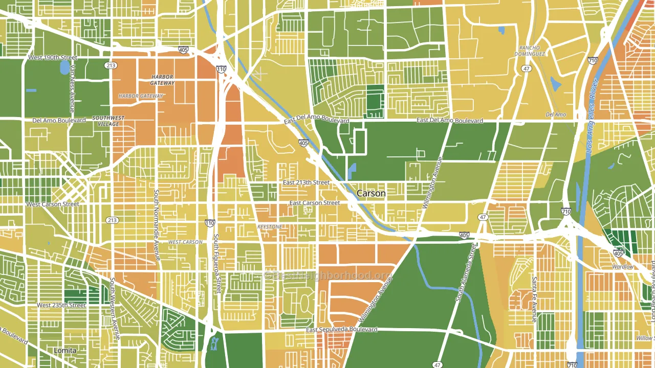 Carson, CA block-group voter-turnout map