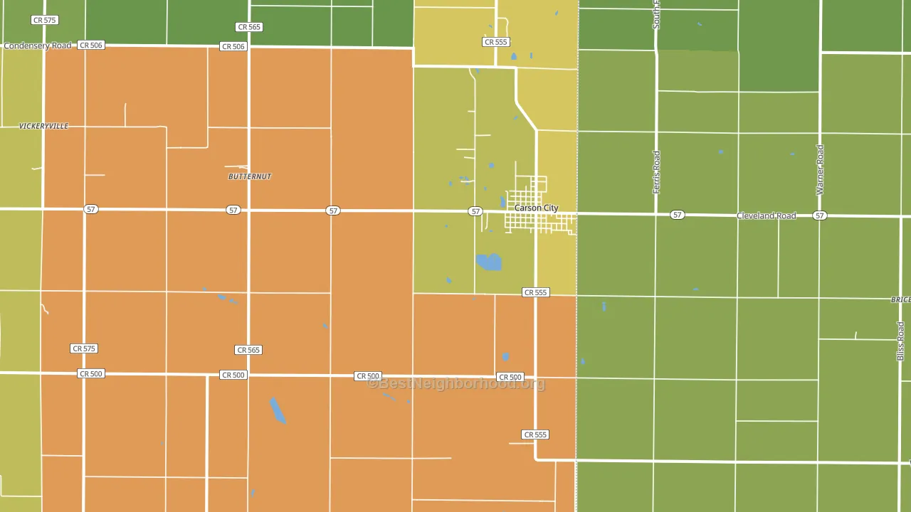 Carson City, MI block-group voter-turnout map