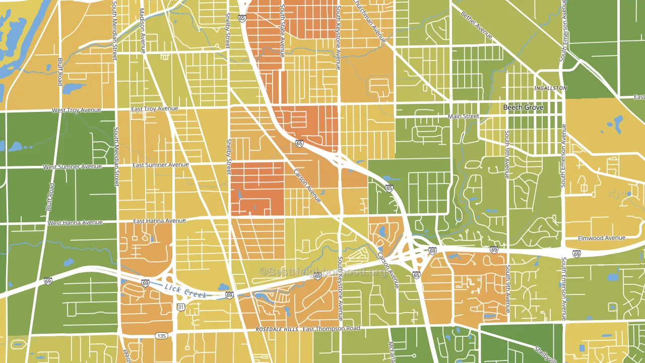 Carson Heights, Indianapolis, IN block-group voter-turnout map