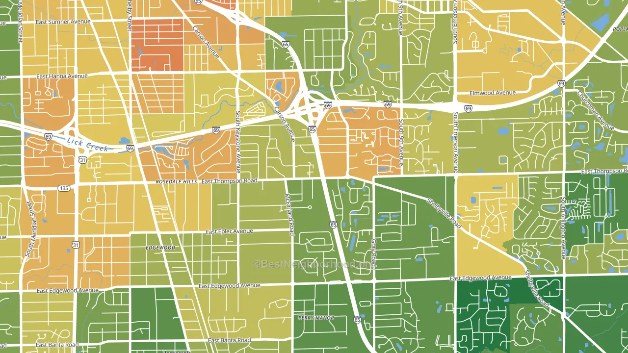 Carson Square, Indianapolis, IN block-group voter-turnout map