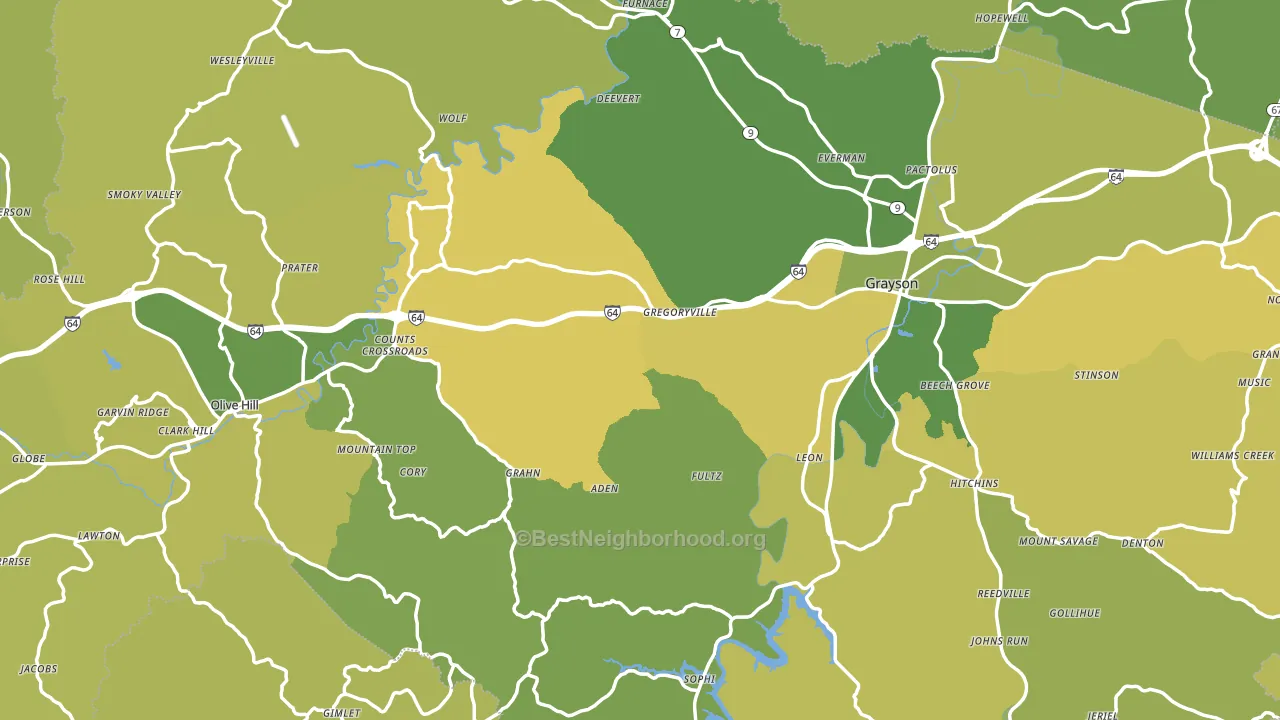 Carter County, KY block-group voter-turnout map