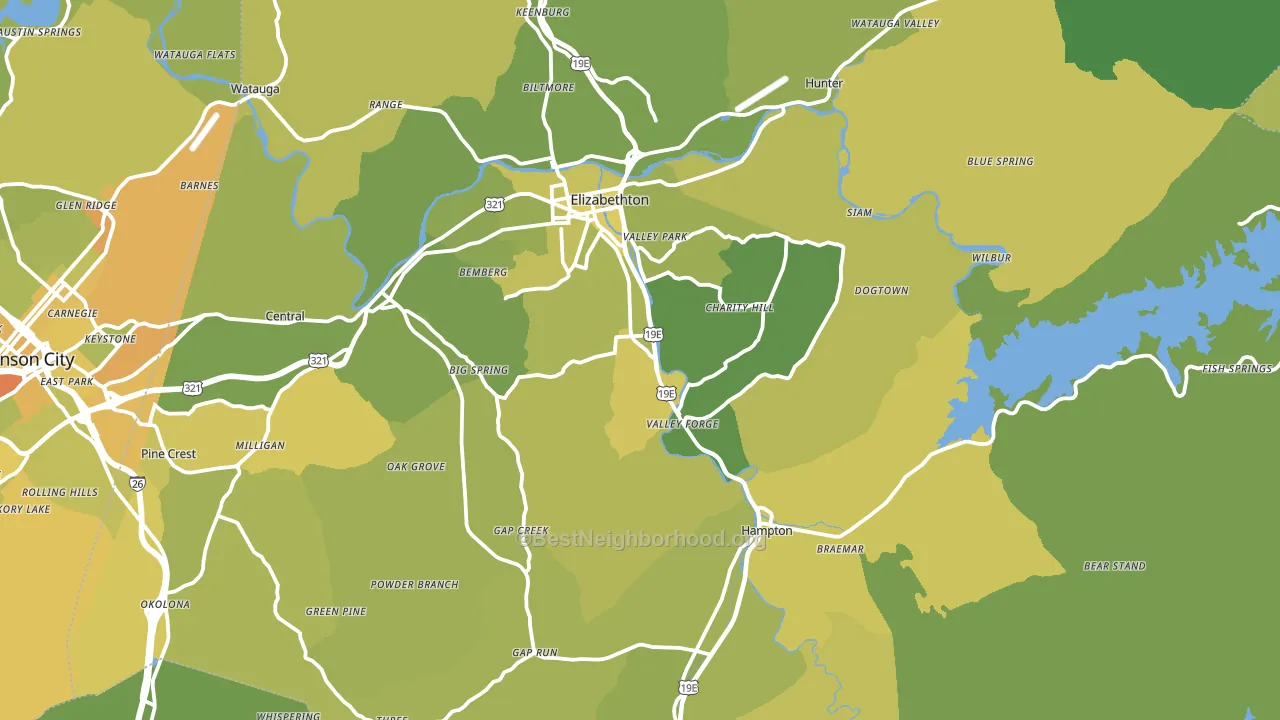 Carter County, TN block-group voter-turnout map