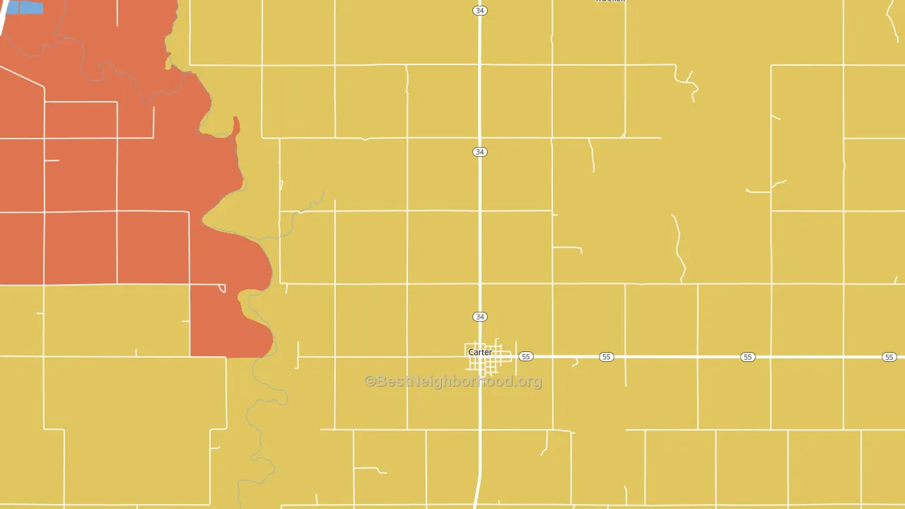 Carter, OK block-group voter-turnout map