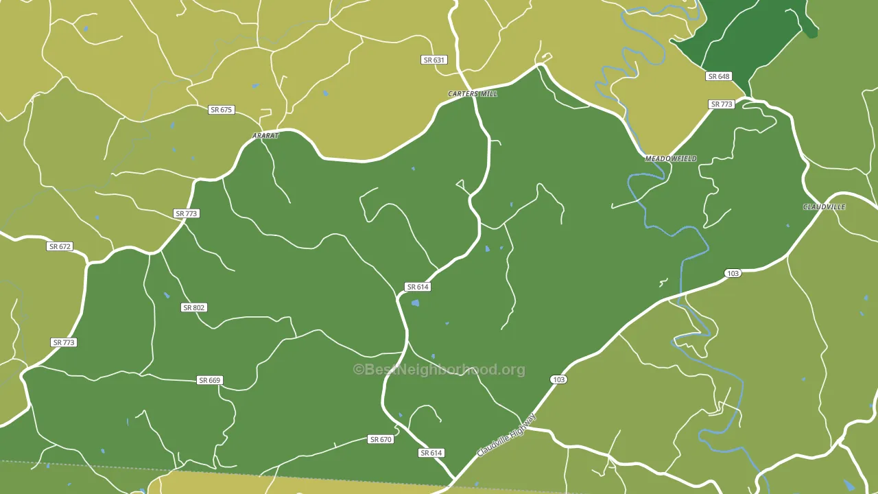 Carters Mills, VA block-group voter-turnout map
