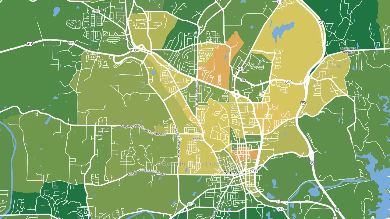Cartersville, GA block-group voter-turnout map