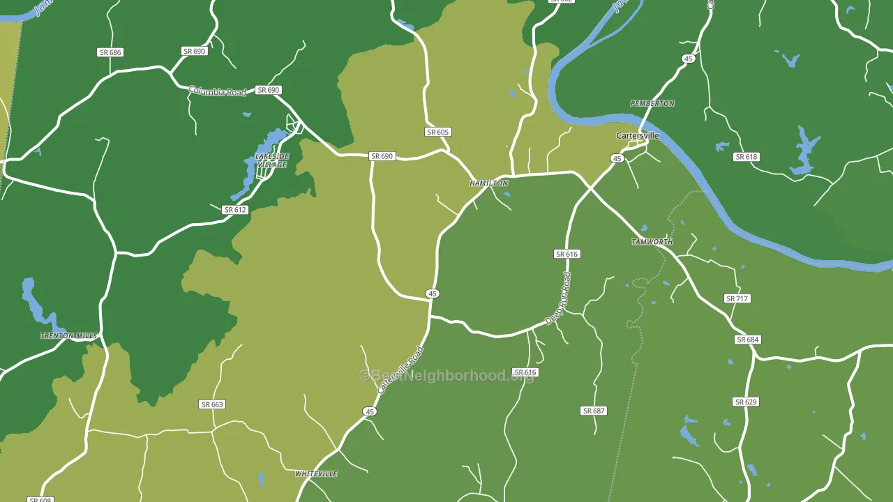 Cartersville, VA block-group voter-turnout map
