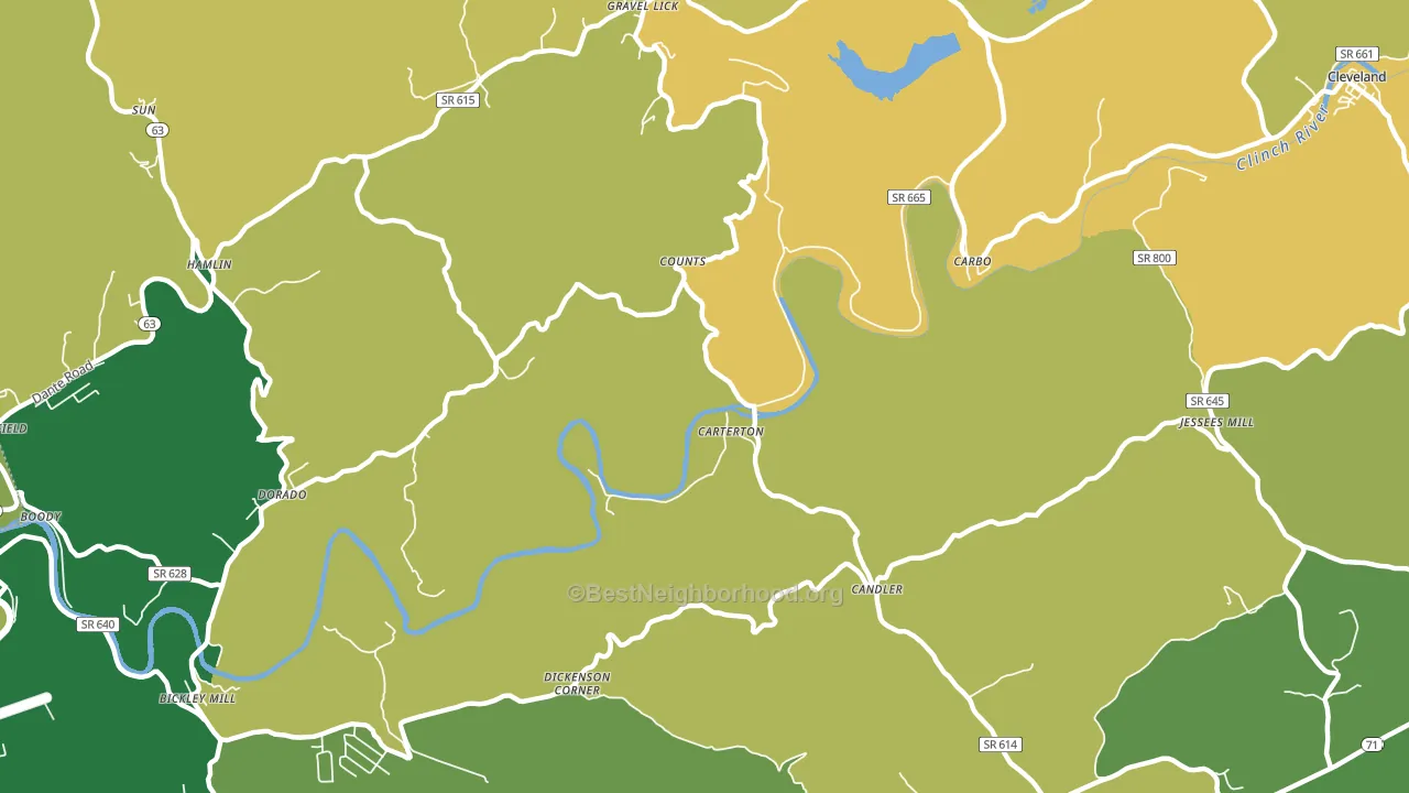 Carterton, VA block-group voter-turnout map