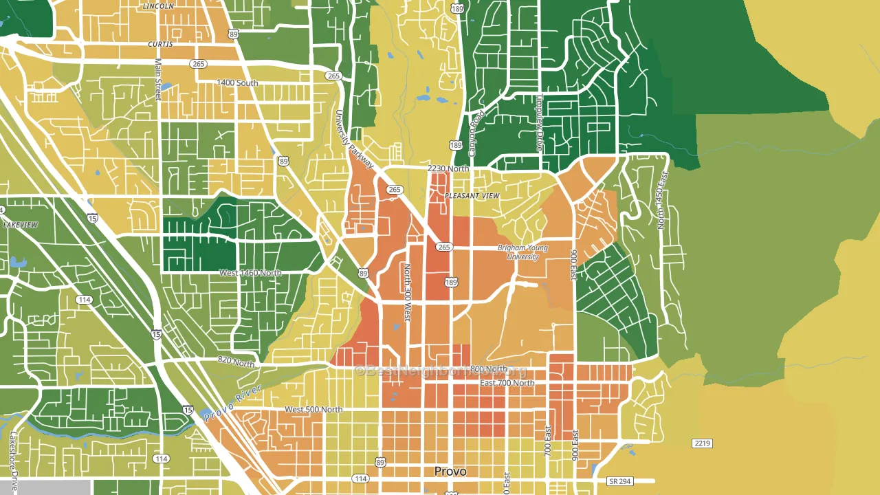 Carterville, Provo, UT block-group voter-turnout map