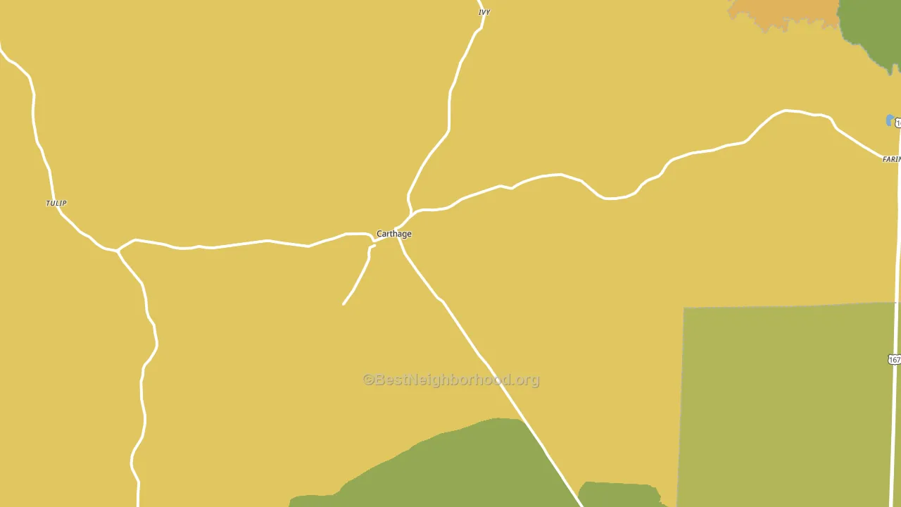 Carthage, AR block-group voter-turnout map