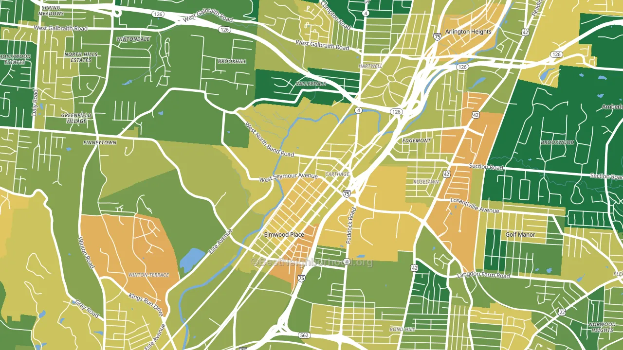 Carthage, Cincinnati, OH block-group voter-turnout map