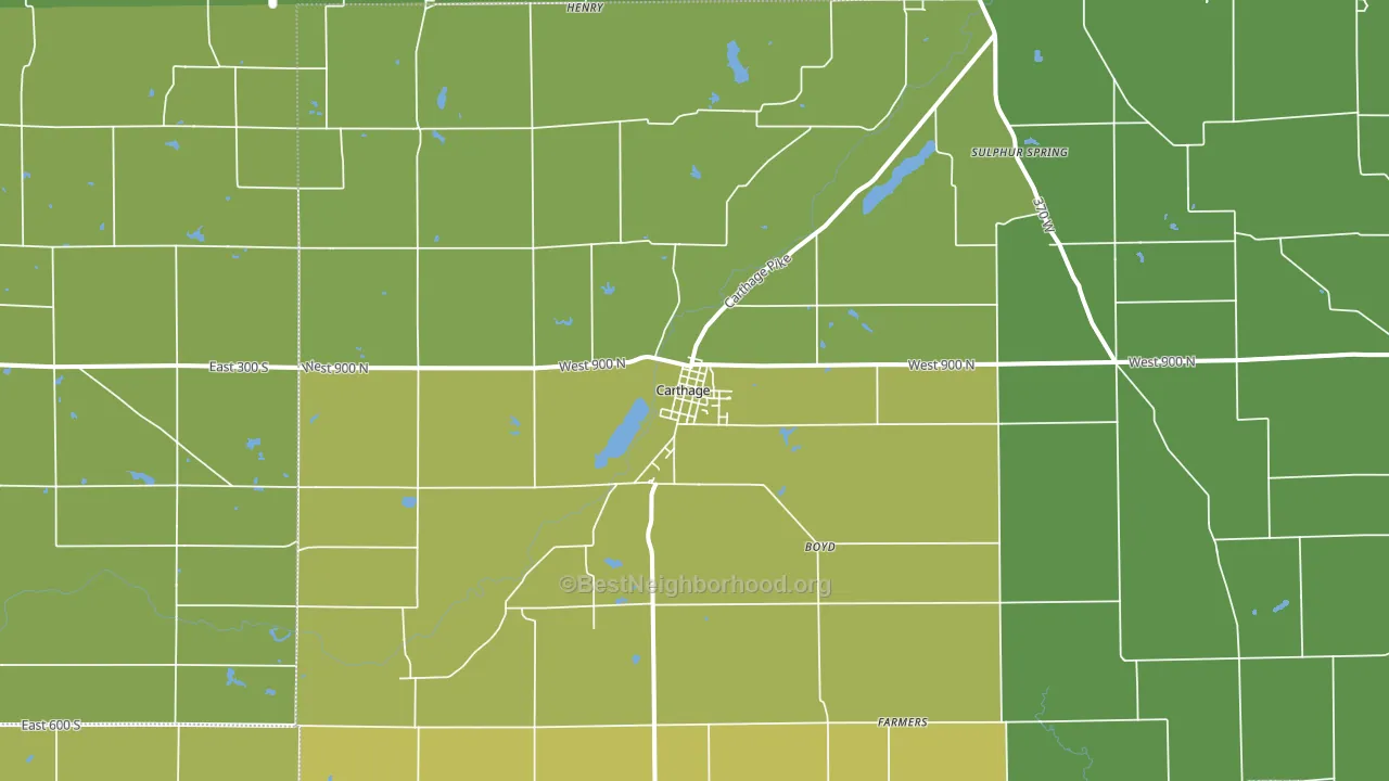 Carthage, IN block-group voter-turnout map