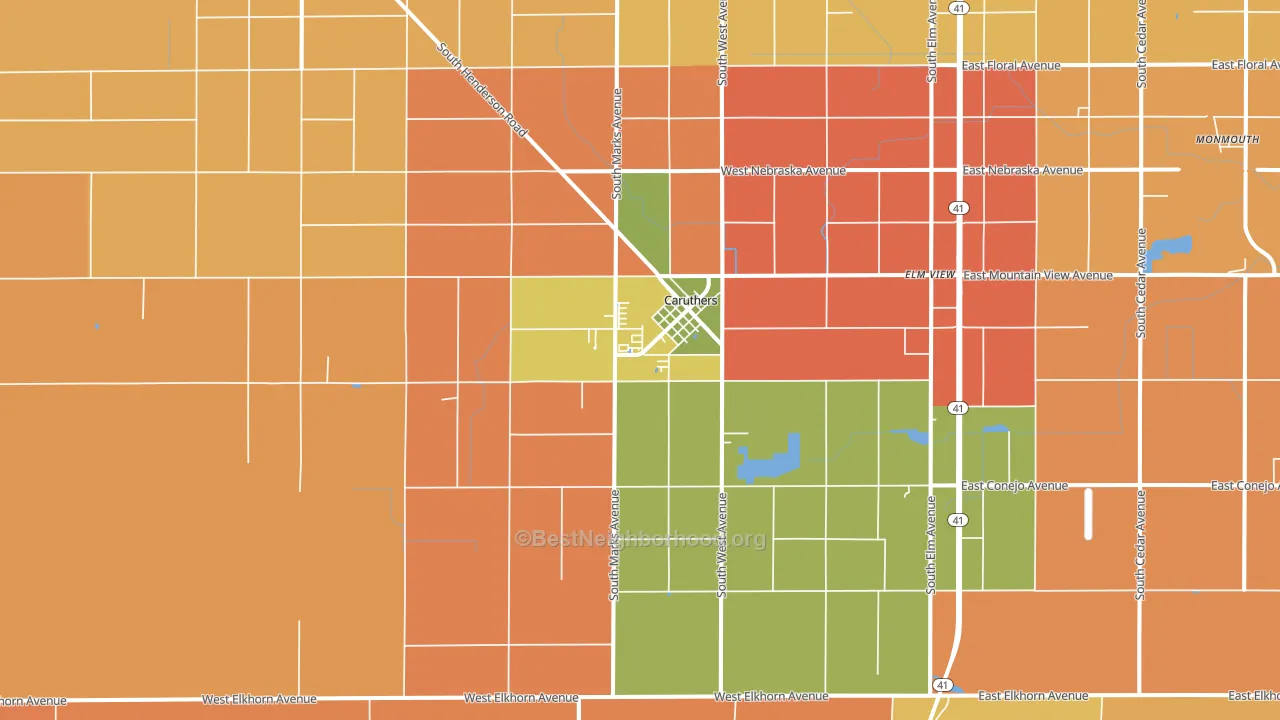 Caruthers, CA block-group voter-turnout map