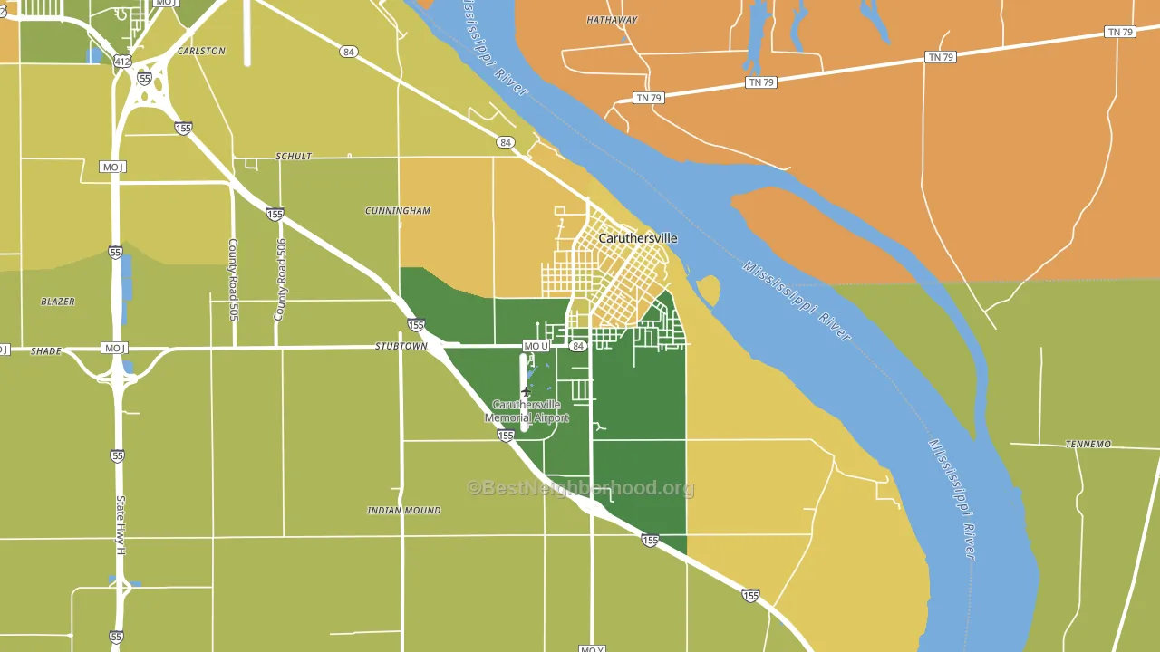 Caruthersville, MO block-group voter-turnout map