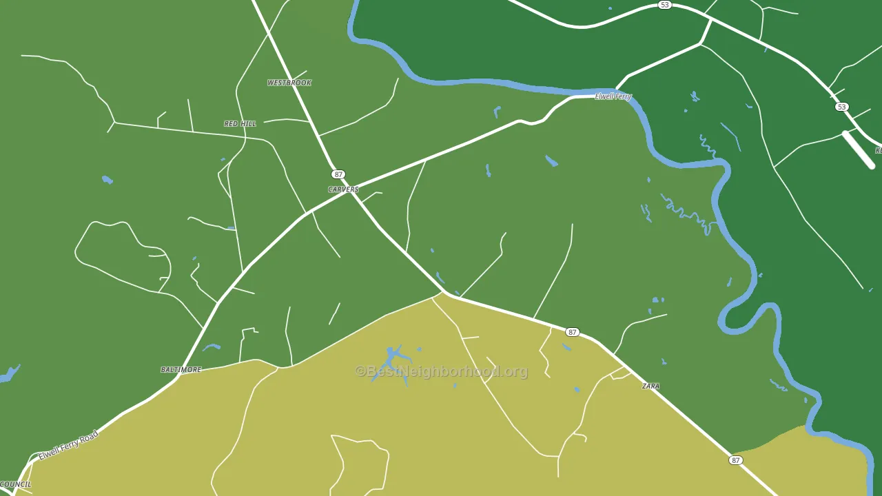 Carvers, NC block-group voter-turnout map