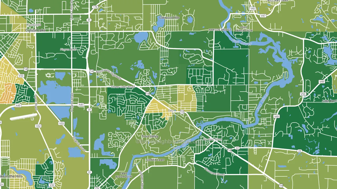 Cary, IL block-group voter-turnout map