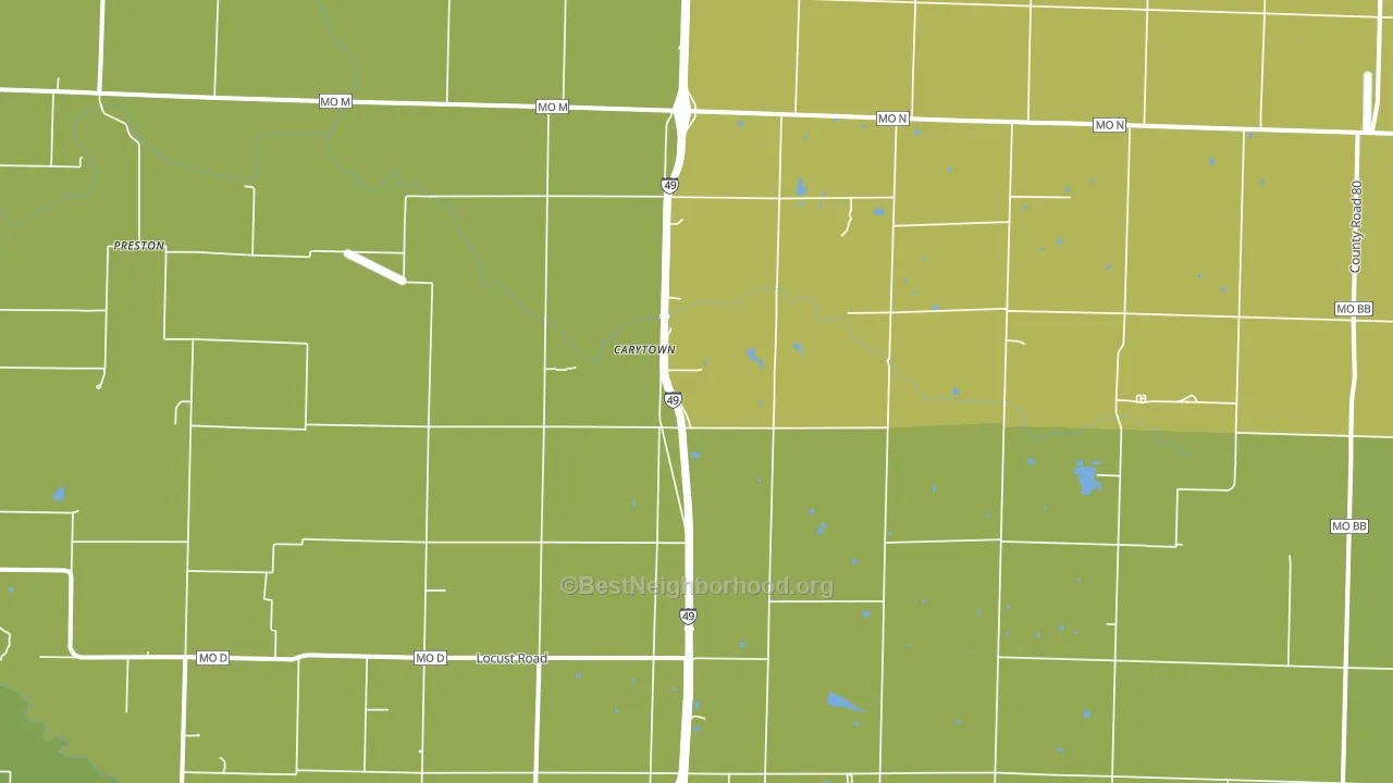 Carytown, MO block-group voter-turnout map