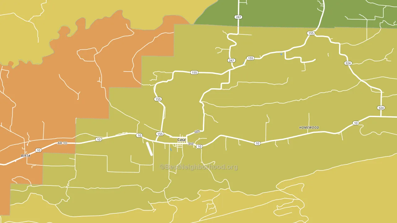 Casa, AR block-group voter-turnout map