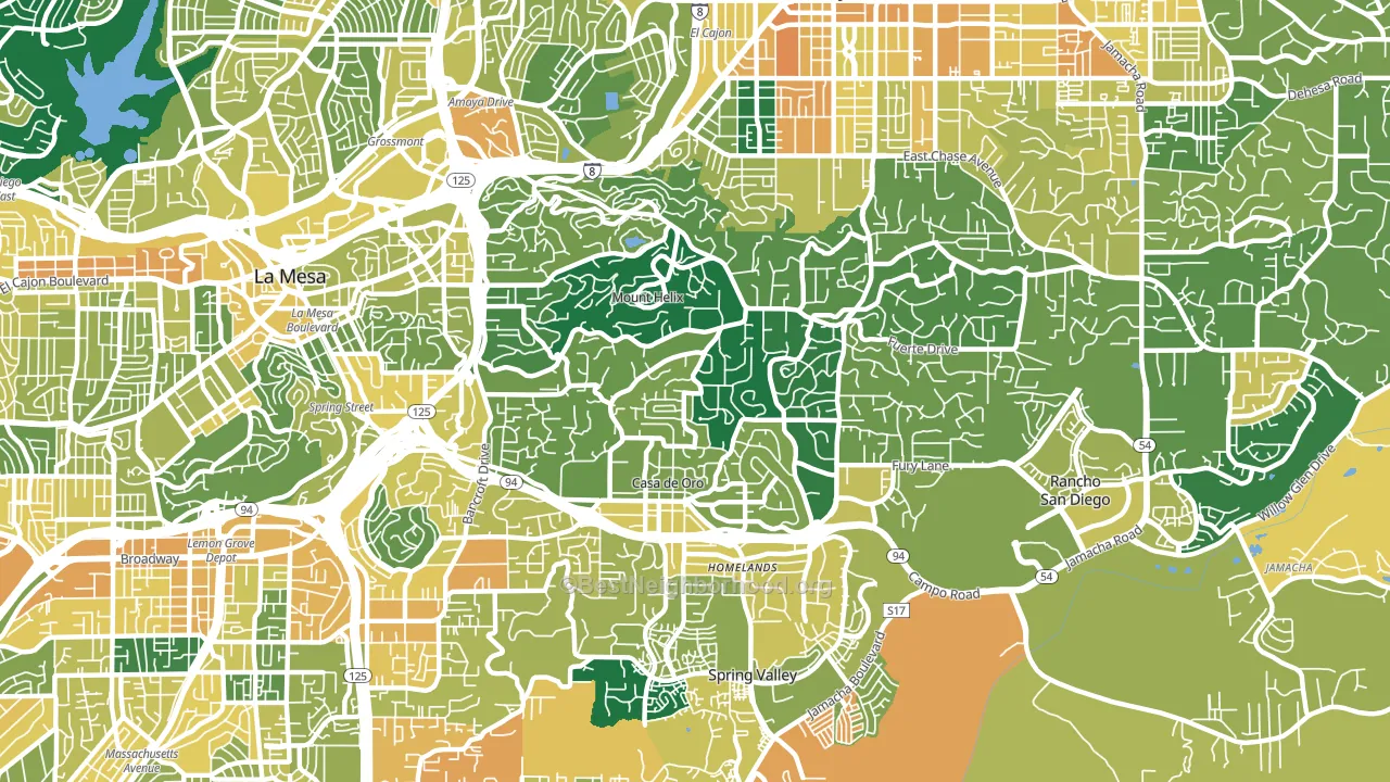 Casa de Oro-Mount Helix, CA block-group voter-turnout map