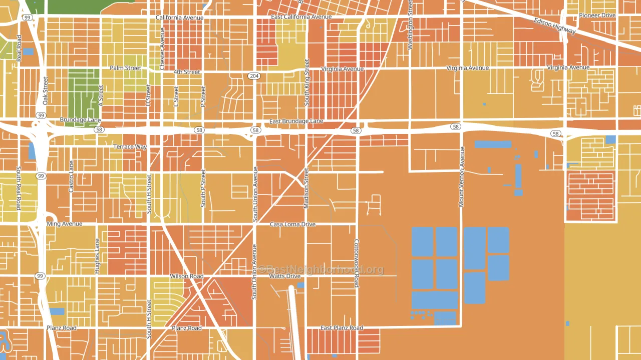 Casa Loma, Bakersfield, CA block-group voter-turnout map