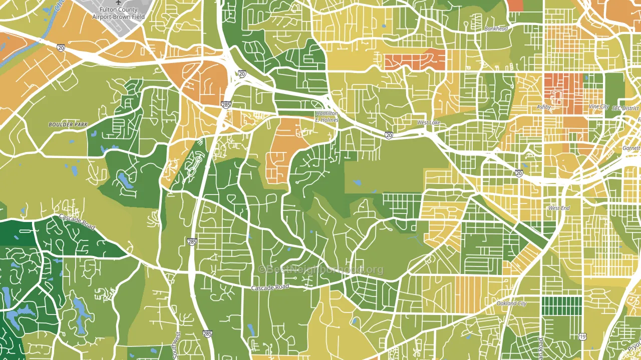 Cascade Heights, Atlanta, GA block-group voter-turnout map