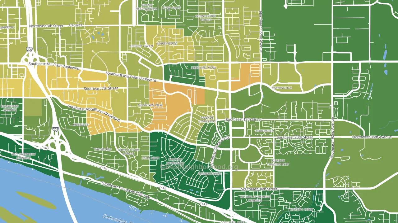 Cascade Highlands, Vancouver, WA block-group voter-turnout map