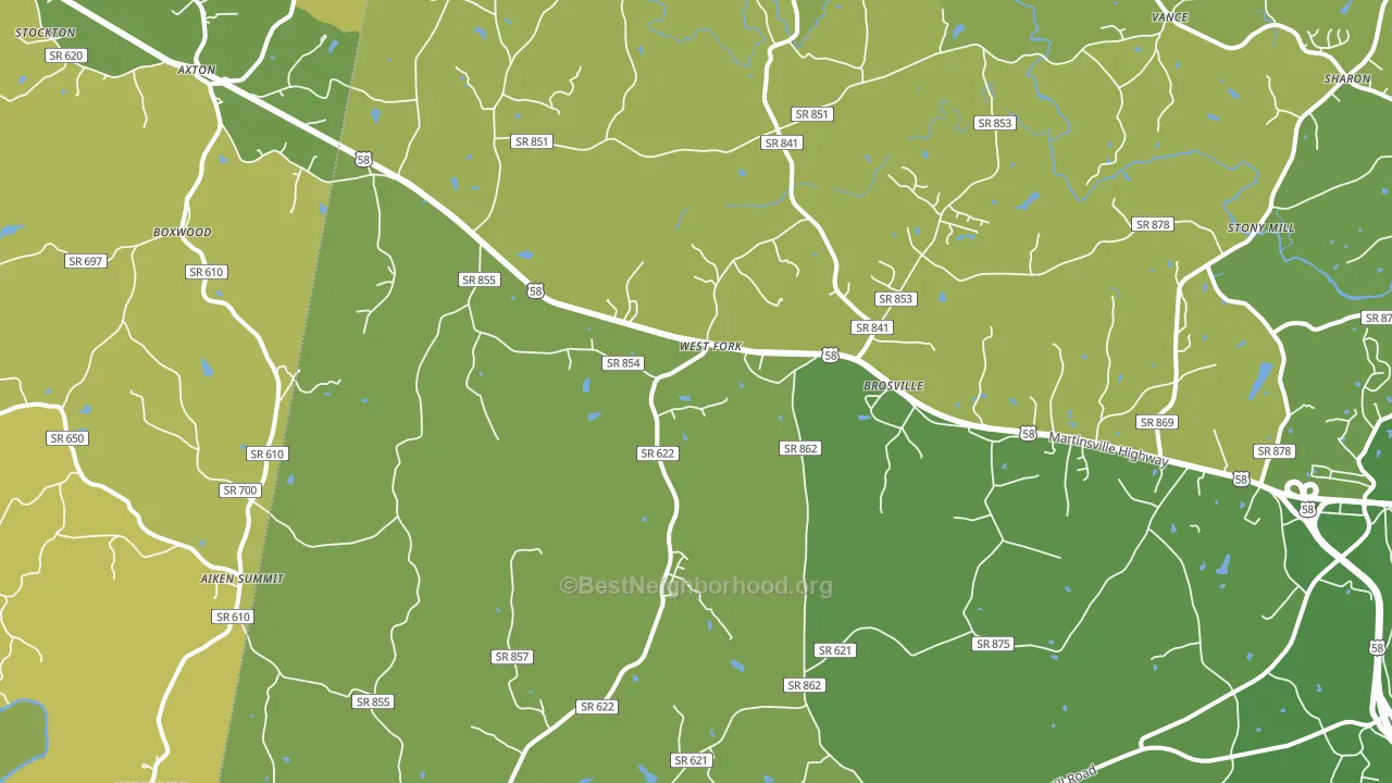 Cascade, VA block-group voter-turnout map