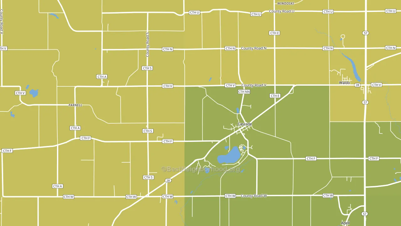Cascade, WI block-group voter-turnout map