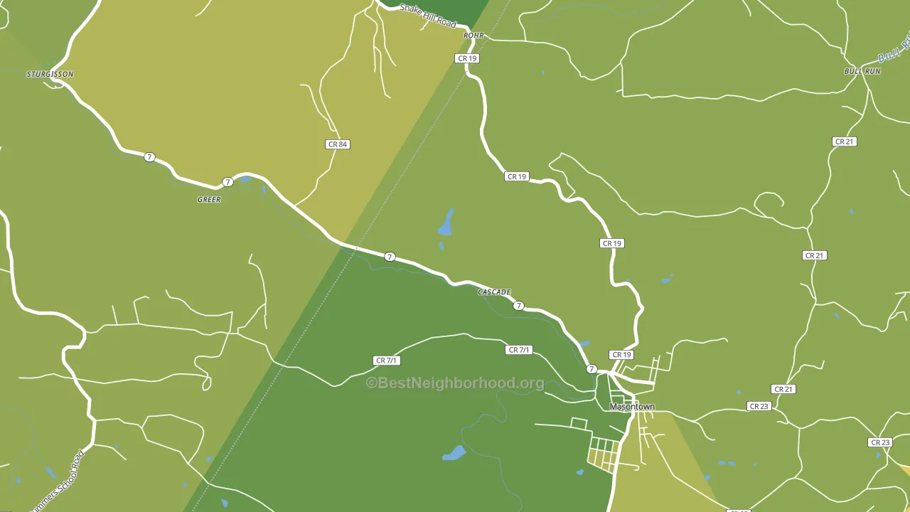 Cascade, WV block-group voter-turnout map