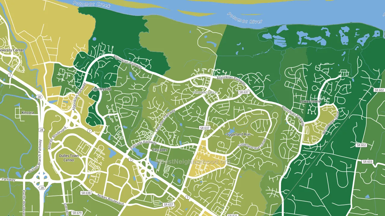 Cascades, VA block-group voter-turnout map