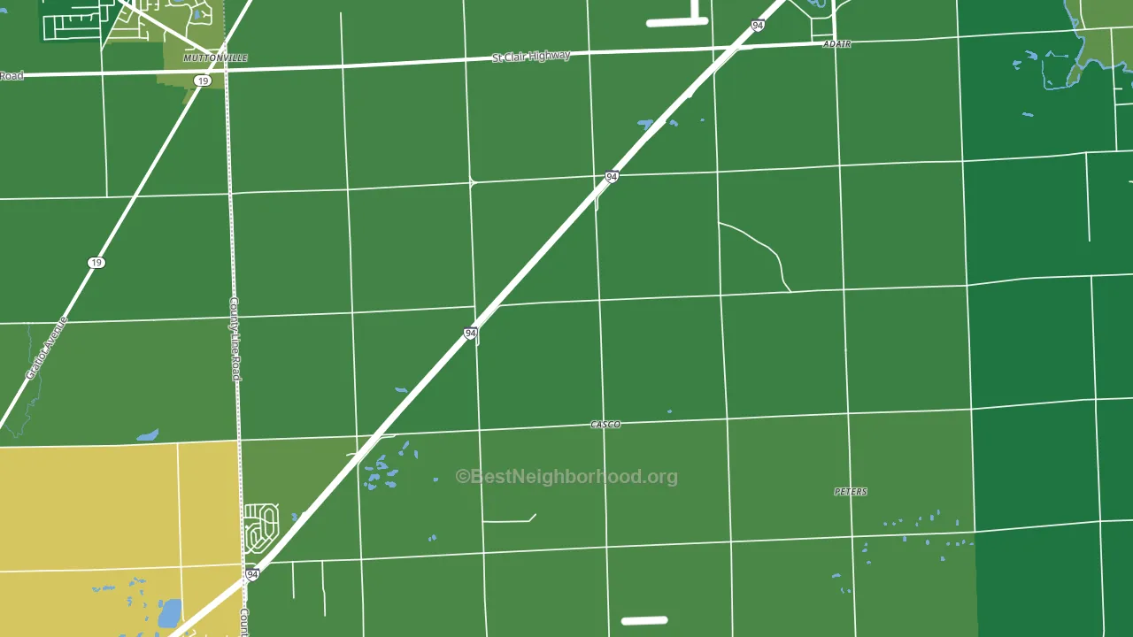 Casco, MI block-group voter-turnout map
