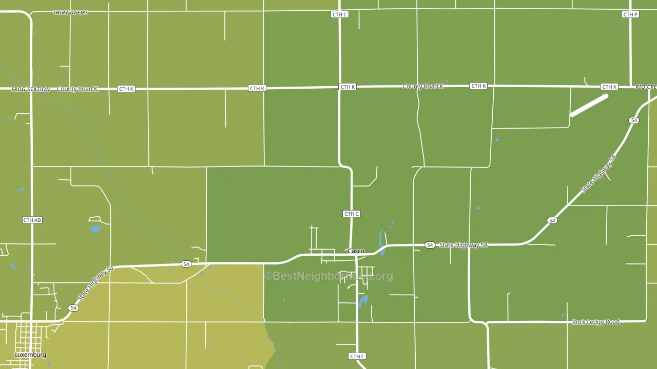 Casco, WI block-group voter-turnout map