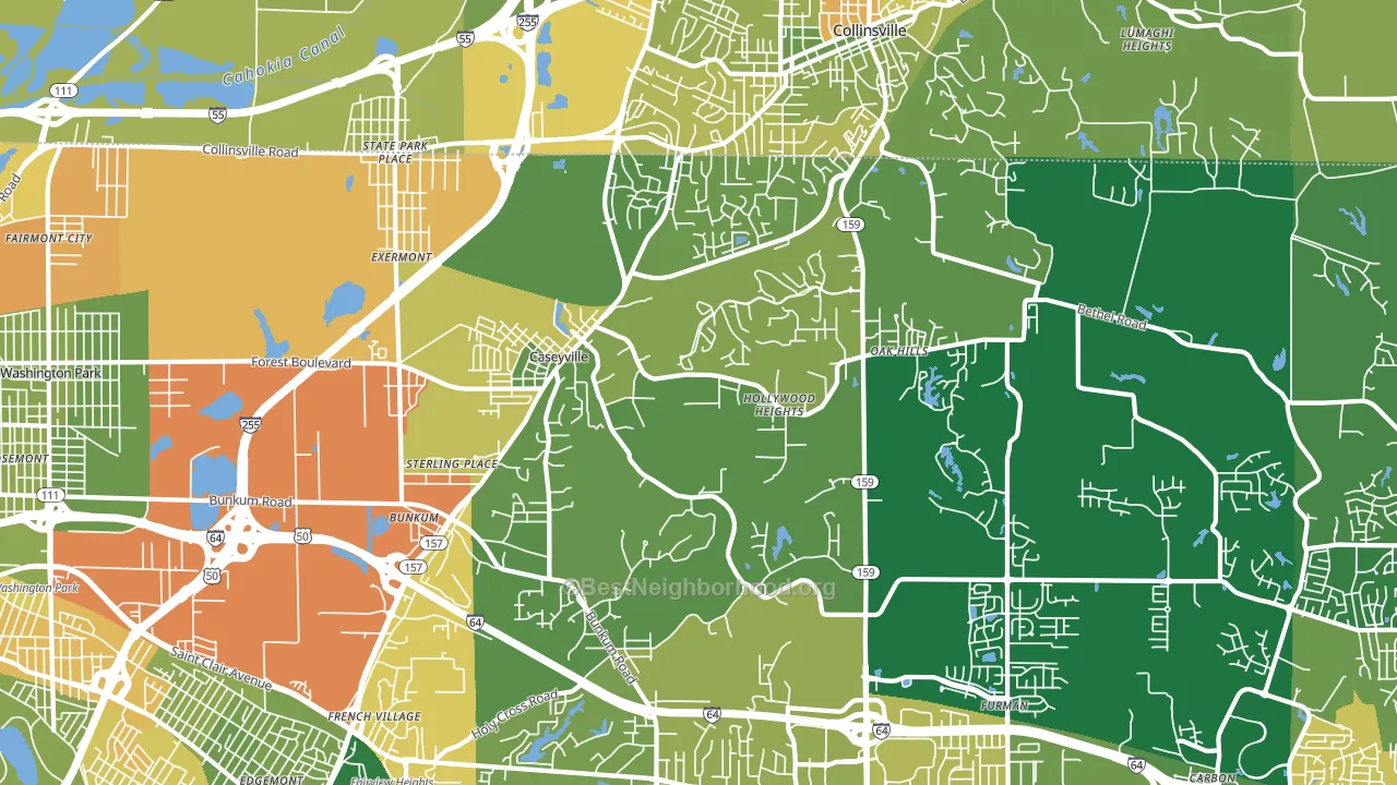 Caseyville, IL block-group voter-turnout map