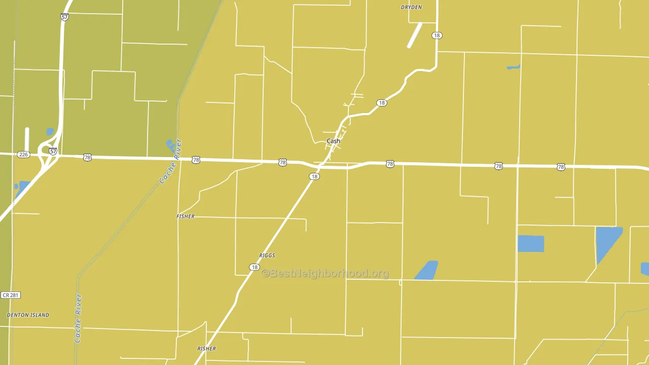 Cash, AR block-group voter-turnout map
