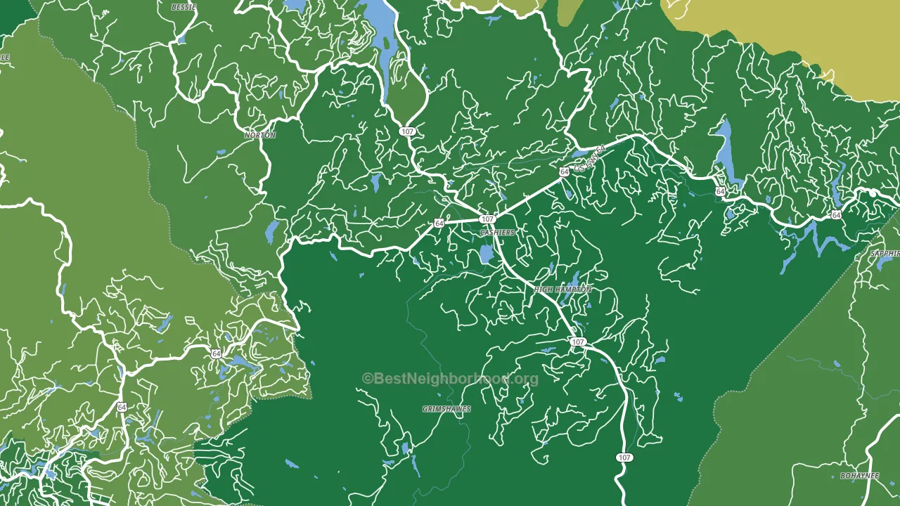 Cashiers, NC block-group voter-turnout map