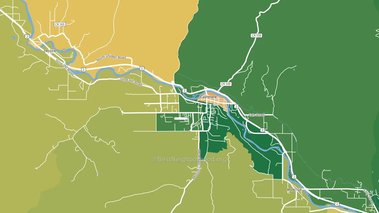 Cashmere, WA block-group voter-turnout map