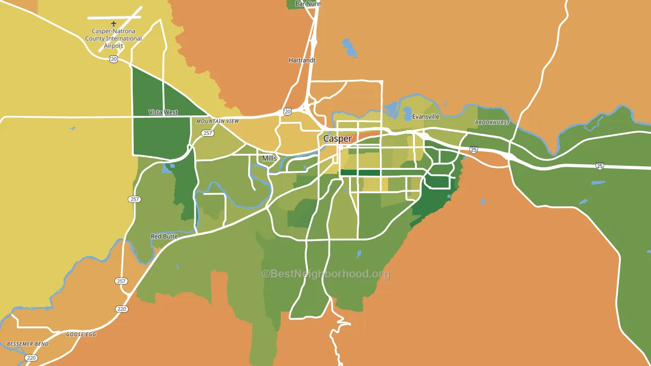 Casper, WY block-group voter-turnout map