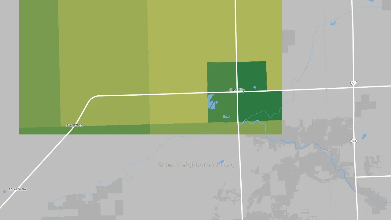 Cass City, MI block-group voter-turnout map
