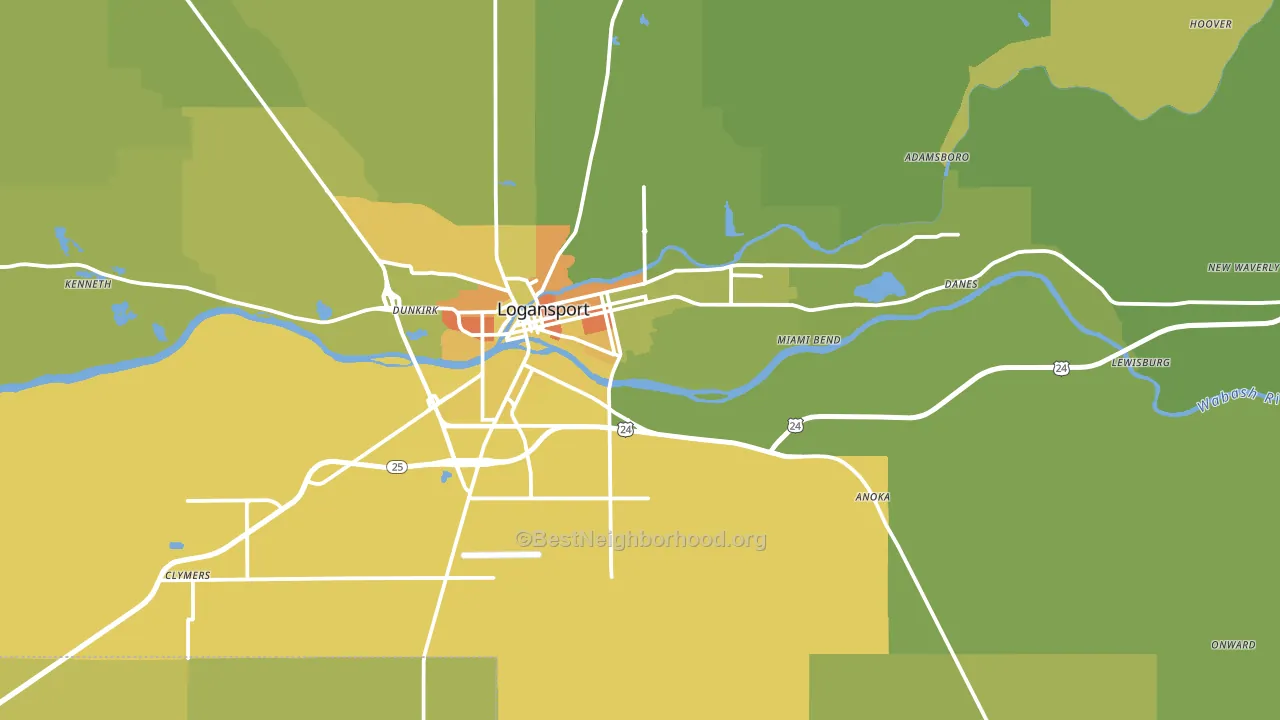 Cass County, IN block-group voter-turnout map