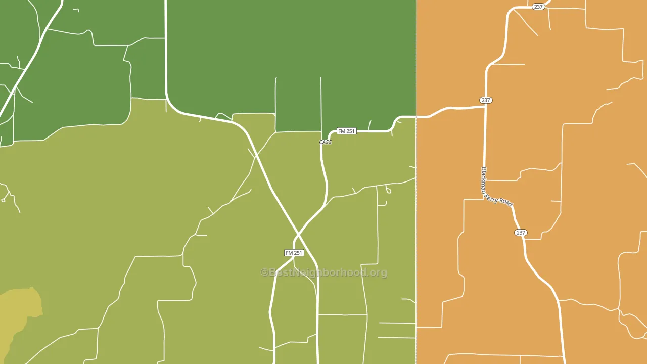 Cass, TX block-group voter-turnout map