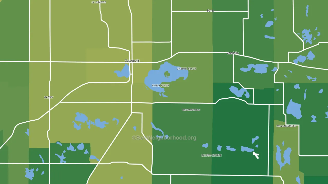 Cassopolis, MI block-group voter-turnout map