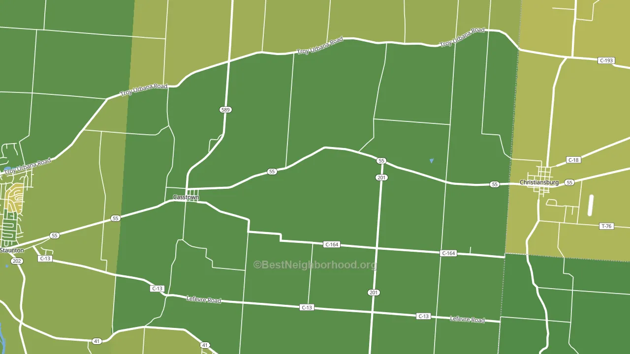 Casstown, OH block-group voter-turnout map