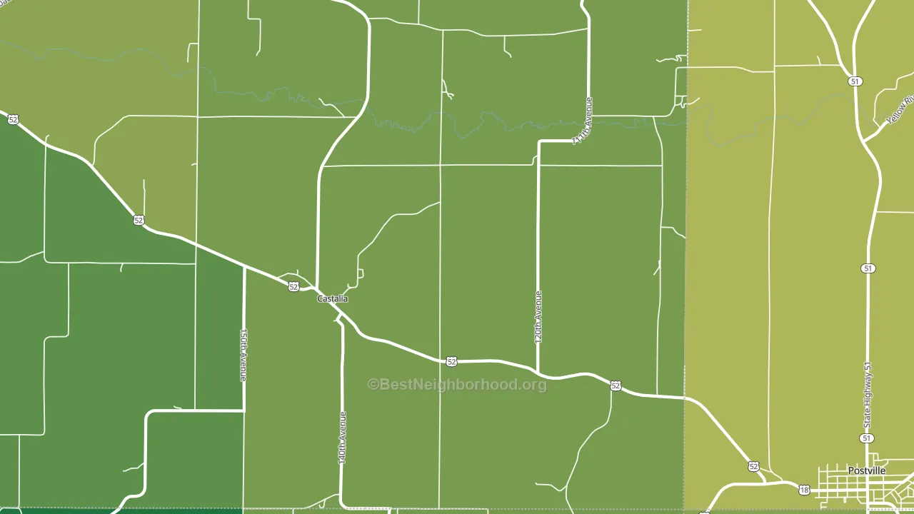 Castalia, IA block-group voter-turnout map