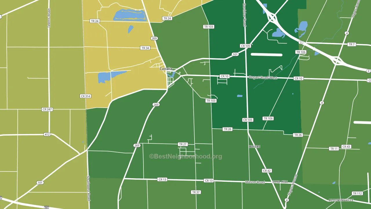 Castalia, OH block-group voter-turnout map