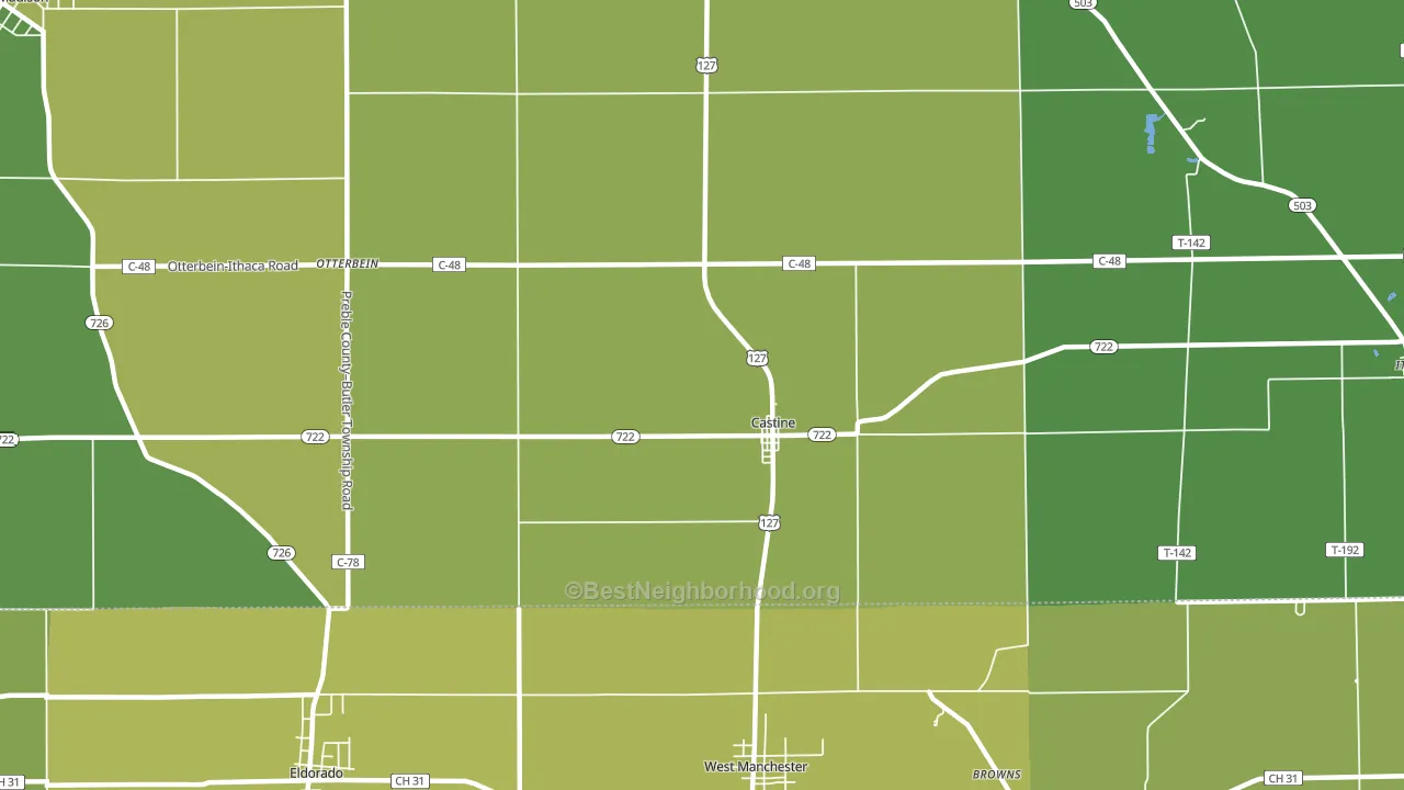 Castine, OH block-group voter-turnout map
