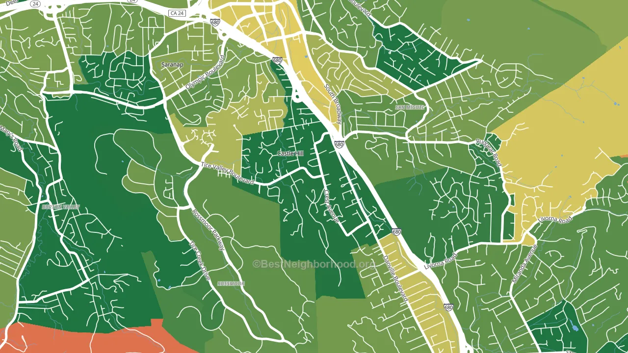 Castle Hill, CA block-group voter-turnout map
