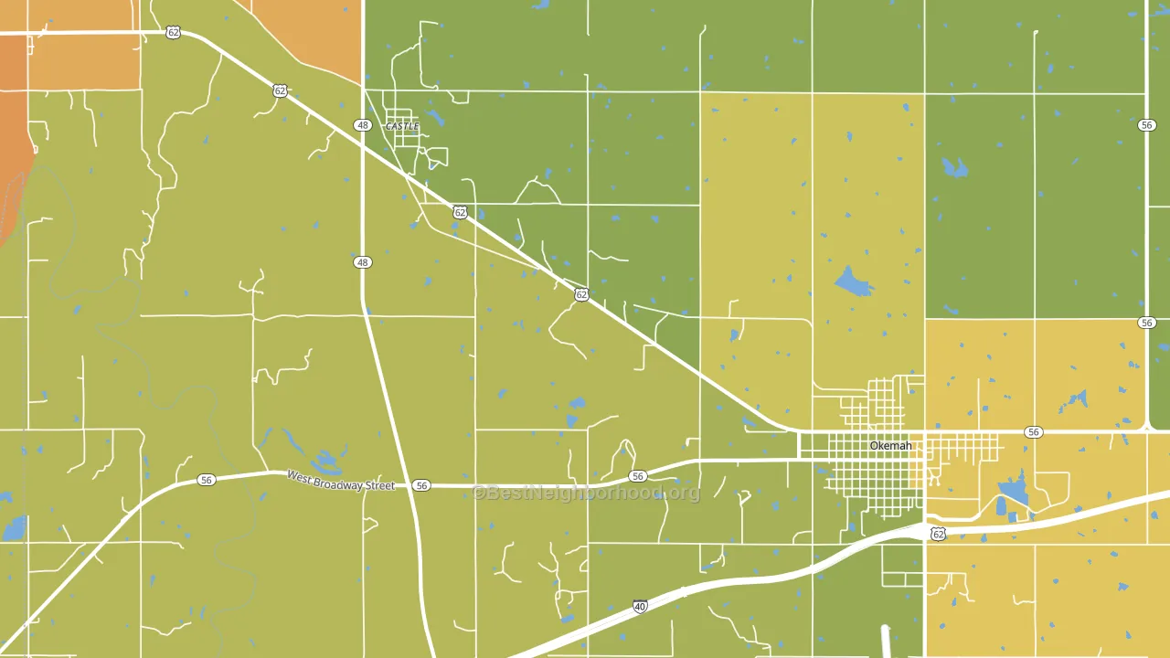 Castle, OK block-group voter-turnout map