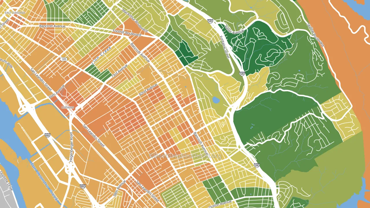 Castlemont, Oakland, CA block-group voter-turnout map