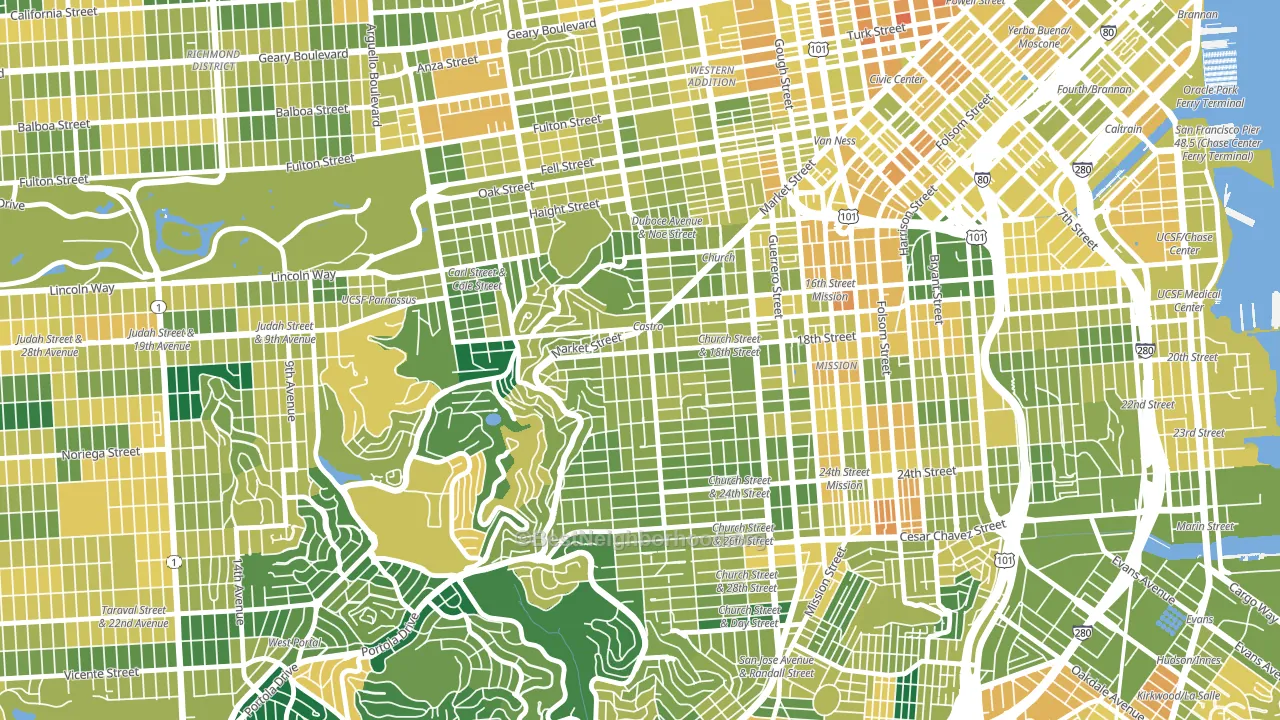 Castro-Upper Market, San Francisco, CA block-group voter-turnout map