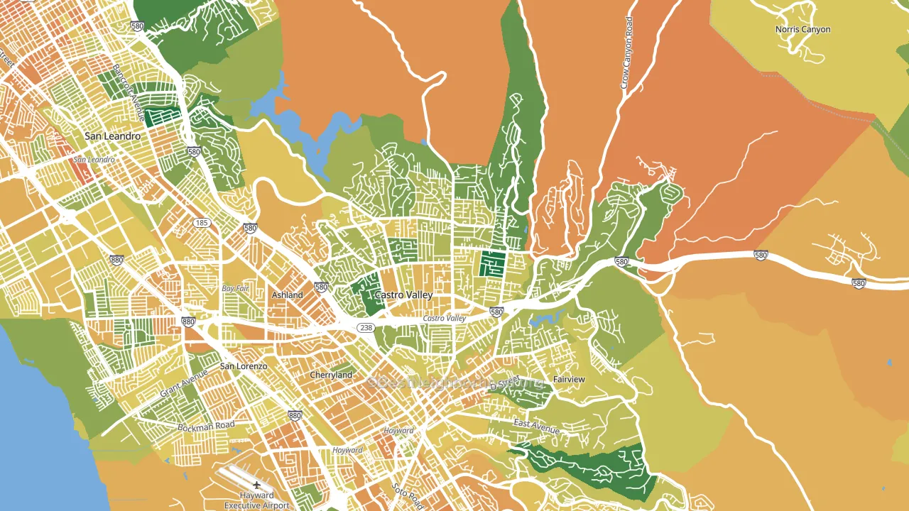 Castro Valley, CA block-group voter-turnout map