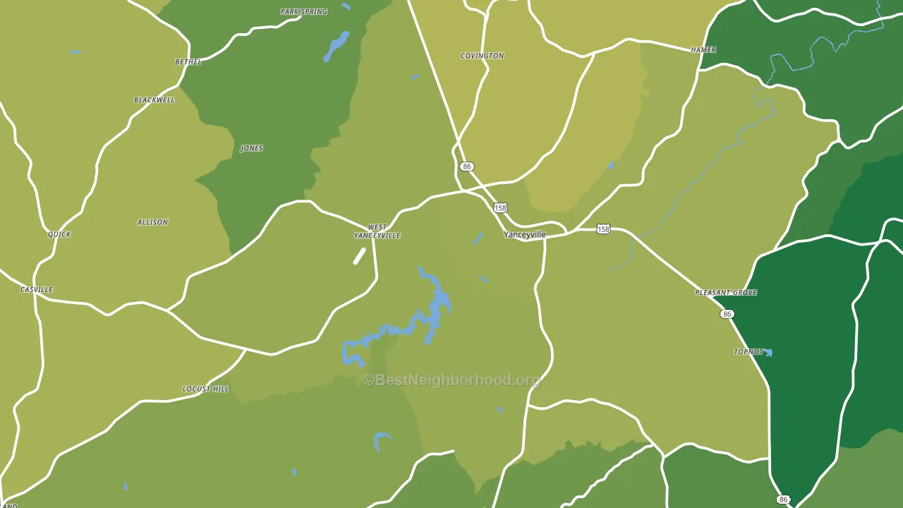 Caswell County, NC block-group voter-turnout map